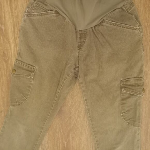 Get Used by Lexi Medium Maternity Cargo Jeans Army Green - Picture 5 of 7